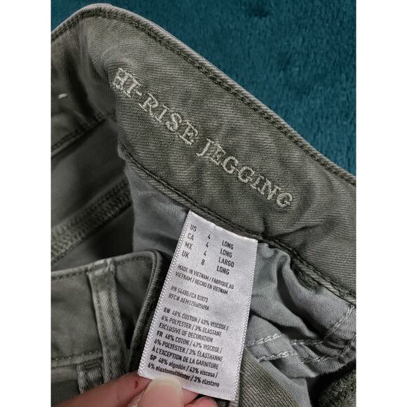 American Eagle Jeans Size 4 Long Womens Green Stretch Pants High Rise Jegging - Picture 4 of 13
